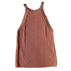 NWT Ophelia Roe Halter Tank Knit Shell Pastel Orange Sz Large